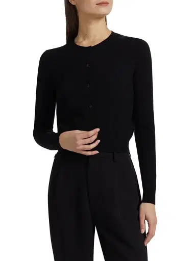 Carolina Herrera Women's Wool Crewneck Cardigan - Black - Size XL | Thumbnail 3 Carolina Herrera Women's Wool Crewneck Cardigan - Black - Size XL | Thumbnail 3
