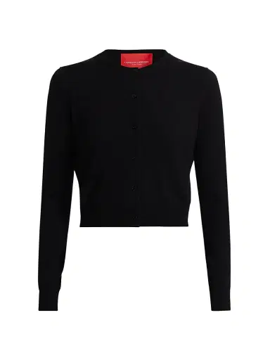 Carolina Herrera Women's Wool Crewneck Cardigan - Black - Size XL | Thumbnail 1 Carolina Herrera Women's Wool Crewneck Cardigan - Black - Size XL | Thumbnail 1