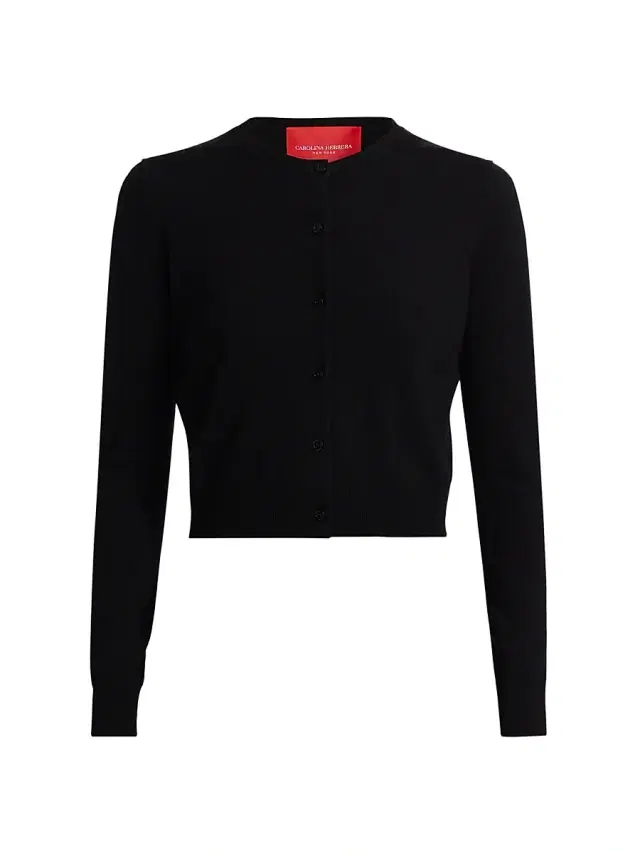 Carolina Herrera Women's Wool Crewneck Cardigan - Black