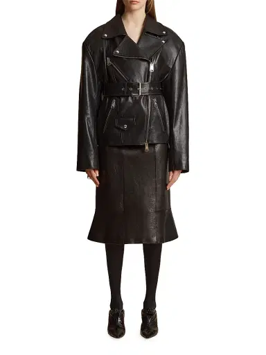 Khaite Women's Fabbie Leather Jacket - Black | Thumbnail 2 Khaite Women's Fabbie Leather Jacket - Black | Thumbnail 2