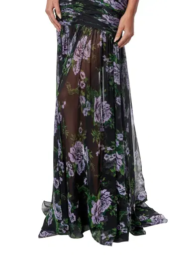 Carolina Herrera Women's Silk Floral Halter Cut-Out Gown - Black Multi | Thumbnail 4 Carolina Herrera Women's Silk Floral Halter Cut-Out Gown - Black Multi | Thumbnail 4