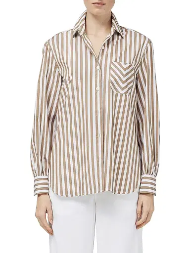 rag & bone Women's Maxine Cotton Shirt - Brown Stripe | Thumbnail 3 rag & bone Women's Maxine Cotton Shirt - Brown Stripe | Thumbnail 3