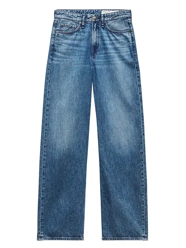 rag & bone Women's Logan High-Rise Wide-Leg Jeans - River