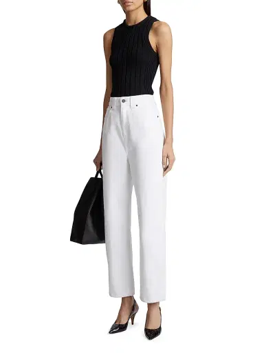 Khaite Women's Shalbi High-Rise Straight-Leg Jeans - White | Thumbnail 2 Khaite Women's Shalbi High-Rise Straight-Leg Jeans - White | Thumbnail 2