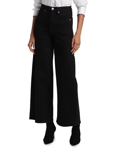 rag & bone Women's Flexi Sofie High-Rise Ankle Wide-Leg Jeans - Black - Size 25 | Thumbnail 3