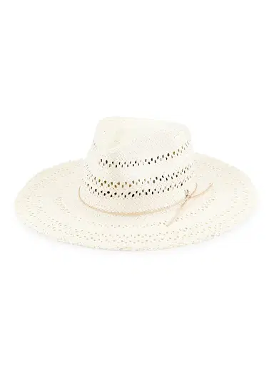 rag & bone Women's Elle Perforated Straw Fedora - | Thumbnail 1
