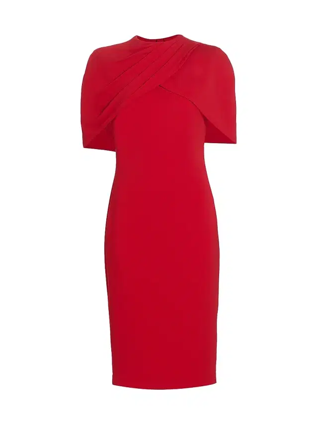 Badgley Mischka Women's Crepe Cape Shift Dress - Red