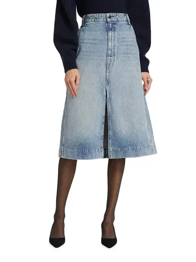 Khaite Women's Charlene Denim Midi-Skirt - Bryce | Thumbnail 3 Khaite Women's Charlene Denim Midi-Skirt - Bryce | Thumbnail 3