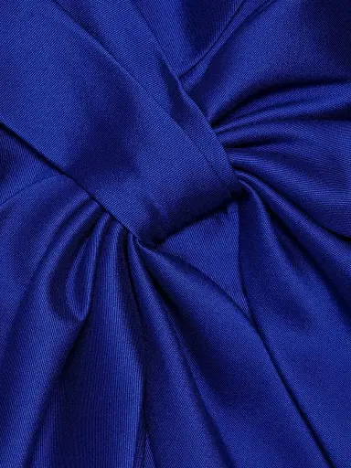 Badgley Mischka Women's Satin Mikado Bow Mermaid Gown - Cobalt | Thumbnail 7