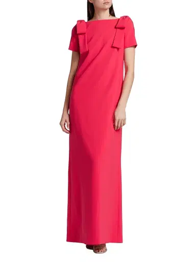 Carolina Herrera Women's Short-Sleeve Bow-Embellished Gown - Midnight - Size 4 | Thumbnail 2 Carolina Herrera Women's Short-Sleeve Bow-Embellished Gown - Midnight - Size 4 | Thumbnail 2