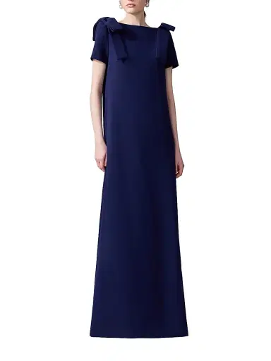 Carolina Herrera Women's Short-Sleeve Bow-Embellished Gown - Midnight - Size 4 | Thumbnail 3 Carolina Herrera Women's Short-Sleeve Bow-Embellished Gown - Midnight - Size 4 | Thumbnail 3