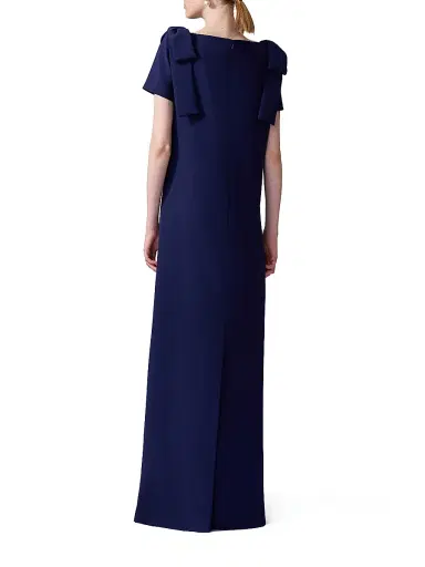 Carolina Herrera Women's Short-Sleeve Bow-Embellished Gown - Midnight - Size 4 | Thumbnail 4 Carolina Herrera Women's Short-Sleeve Bow-Embellished Gown - Midnight - Size 4 | Thumbnail 4