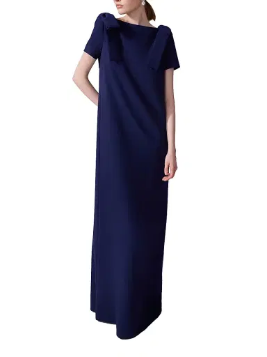 Carolina Herrera Women's Short-Sleeve Bow-Embellished Gown - Midnight - Size 4 | Thumbnail 5 Carolina Herrera Women's Short-Sleeve Bow-Embellished Gown - Midnight - Size 4 | Thumbnail 5