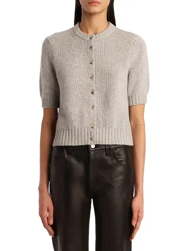 Khaite Women's Nora Cashmere-Blend Cardigan - Heather Grey | Thumbnail 3