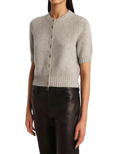 Khaite Women's Nora Cashmere-Blend Cardigan - Heather Grey | Thumbnail 4