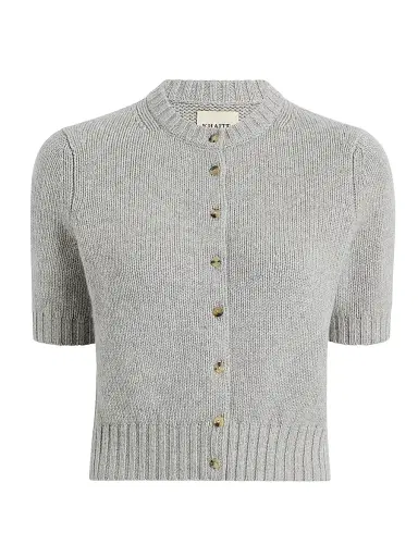 Khaite Women's Nora Cashmere-Blend Cardigan - Heather Grey | Thumbnail 1