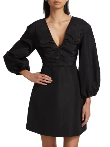 Carolina Herrera Women's Chalet Silk Balloon-Sleeve Minidress - Black | Thumbnail 2 Carolina Herrera Women's Chalet Silk Balloon-Sleeve Minidress - Black | Thumbnail 2