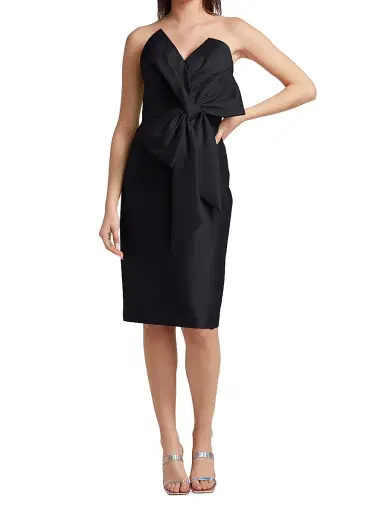 Badgley Mischka Women's Bow Front Mikado Dress - Black | Thumbnail 2 Badgley Mischka Women's Bow Front Mikado Dress - Black | Thumbnail 2