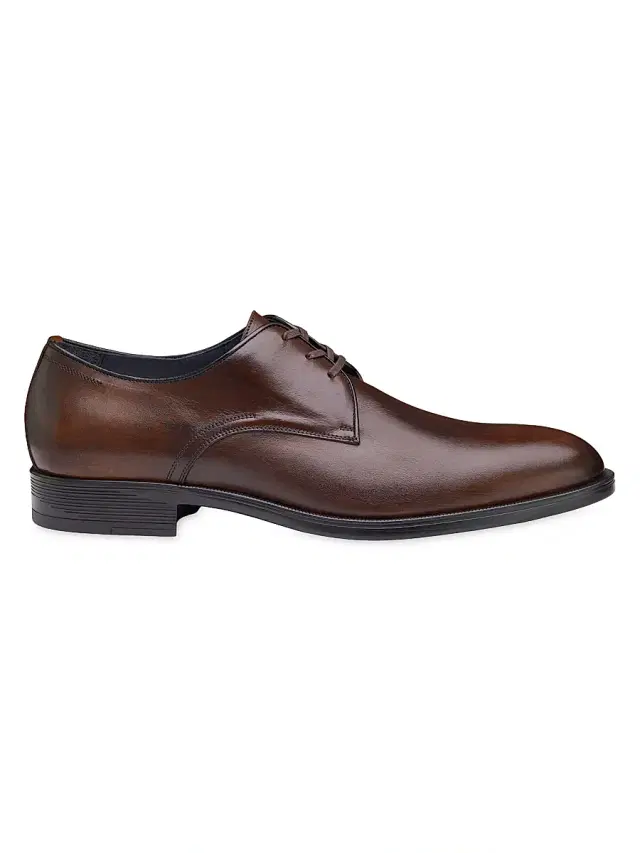 Men's J & M Collection Flynch Leather Lace-Up Oxfords - Mahogany Calf Skin