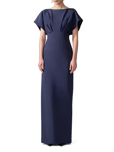 Carolina Herrera Women's Silk Faille Fan Bodice Column Gown | Thumbnail 3 Carolina Herrera Women's Silk Faille Fan Bodice Column Gown | Thumbnail 3