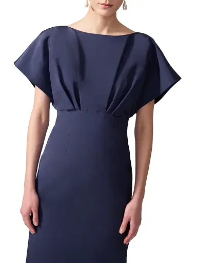 Carolina Herrera Women's Silk Faille Fan Bodice Column Gown - Midnight - Size 14 | Thumbnail 5 Carolina Herrera Women's Silk Faille Fan Bodice Column Gown - Midnight - Size 14 | Thumbnail 5