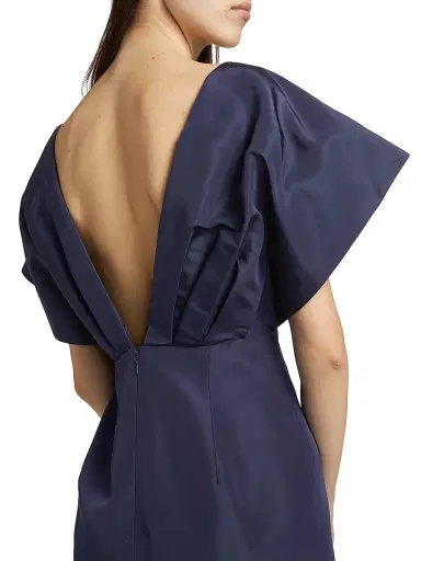 Carolina Herrera Women's Silk Faille Fan Bodice Column Gown - Midnight - Size 14 | Thumbnail 6 Carolina Herrera Women's Silk Faille Fan Bodice Column Gown - Midnight - Size 14 | Thumbnail 6