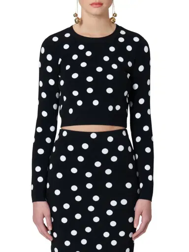 Carolina Herrera Women's Polka Dot Sweater - Black White | Thumbnail 1 Carolina Herrera Women's Polka Dot Sweater - Black White | Thumbnail 1
