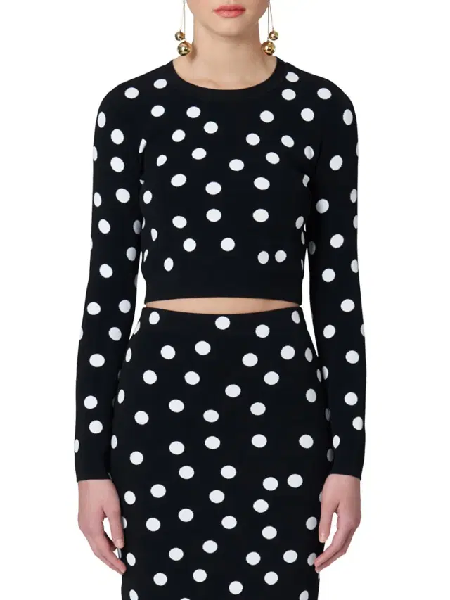 Women's Polka Dot Sweater - Black White