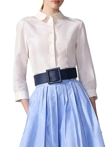 Carolina Herrera Women's Signature Taffeta Blouse - Natural White - Size 18 | Thumbnail 3