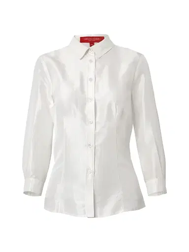 Carolina Herrera Women's Signature Taffeta Blouse - Natural White - Size 18 | Thumbnail 1