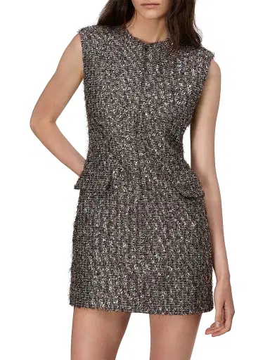 rag & bone Women's Tina Linton Wool-Blend Sleeveless Minidress - Silver Multi | Thumbnail 3