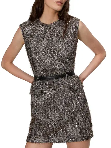 rag & bone Women's Tina Linton Wool-Blend Sleeveless Minidress - Silver Multi | Thumbnail 5