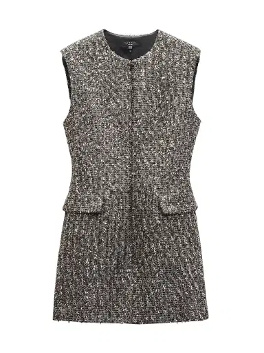 rag & bone Women's Tina Linton Wool-Blend Sleeveless Minidress - Silver Multi | Thumbnail 1