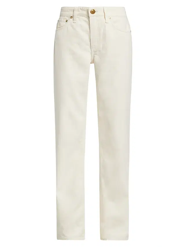 rag & bone Women's Dre Featherweight Mid-Rise Baggy Jeans - Ecru