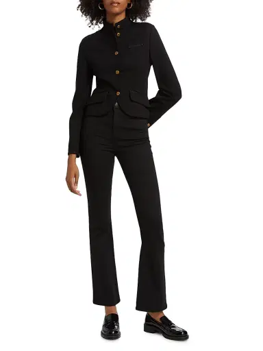 rag & bone Women's Flexi Peyton High-Rise Boot-Cut Jeans - Black | Thumbnail 2