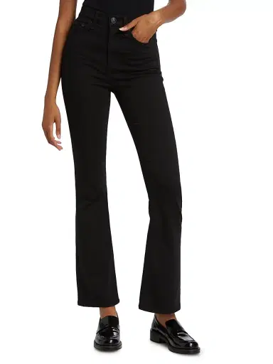rag & bone Women's Flexi Peyton High-Rise Boot-Cut Jeans - Black | Thumbnail 3