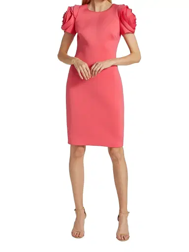 Badgley Mischka Women's Rosette Cocktail Dress - Deep Coral | Thumbnail 2 Badgley Mischka Women's Rosette Cocktail Dress - Deep Coral | Thumbnail 2