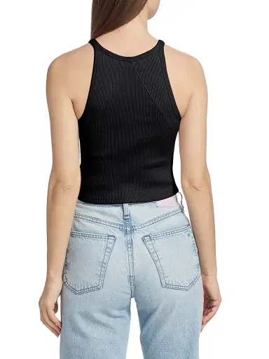 rag & bone Women's Cropped Ribbed Tank - Black | Thumbnail 5