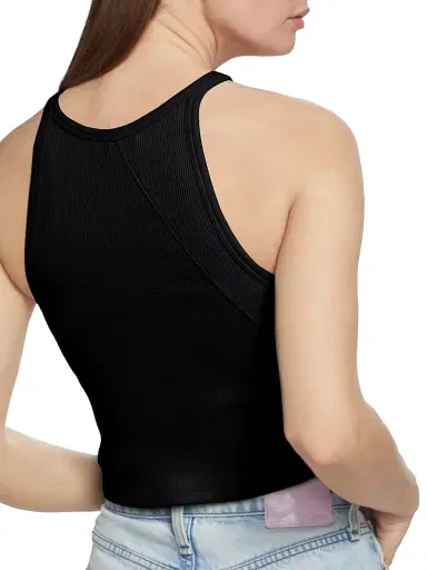rag & bone Women's Cropped Ribbed Tank - Black | Thumbnail 6