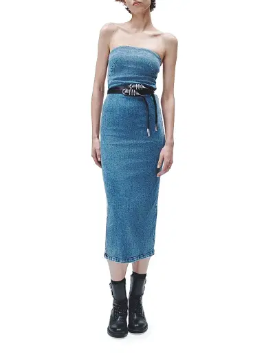 rag & bone Women's Jasmine Stretch Denim Midi-Dress - Elle | Thumbnail 2