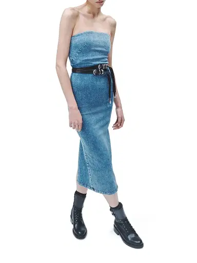 rag & bone Women's Jasmine Stretch Denim Midi-Dress - Elle | Thumbnail 3