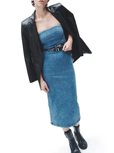 rag & bone Women's Jasmine Stretch Denim Midi-Dress - Elle | Thumbnail 6