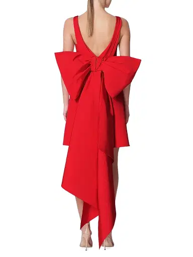 Carolina Herrera Women's Nicola Silk Bow Minidress - Poppy - Size 2 | Thumbnail 3