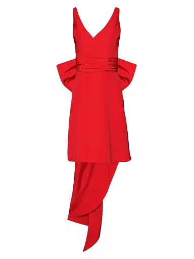 Carolina Herrera Women's Nicola Silk Bow Minidress - Poppy - Size 2 | Thumbnail 1