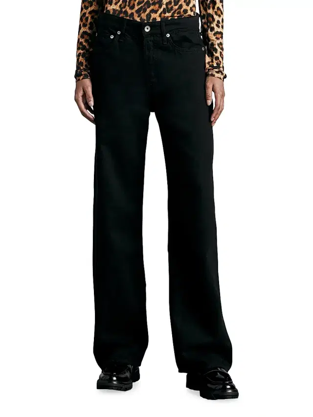 rag & bone Women's Featherweight Logan Wide-Leg Pant - Black