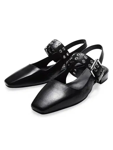 rag & bone Women's Astra Leather Slingback Sandals - Black | Thumbnail 2