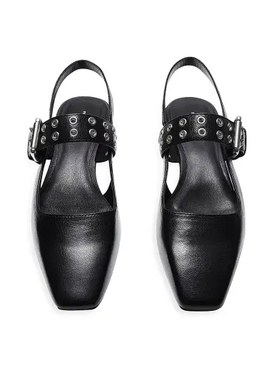 rag & bone Women's Astra Leather Slingback Sandals - Black | Thumbnail 4