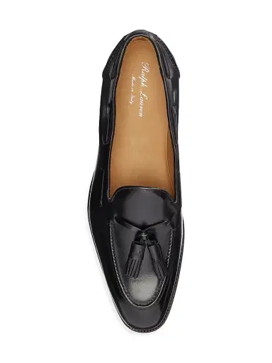 Ralph Lauren Purple Label Men's Luther Tasseled Leather Loafers - Black | Thumbnail 4