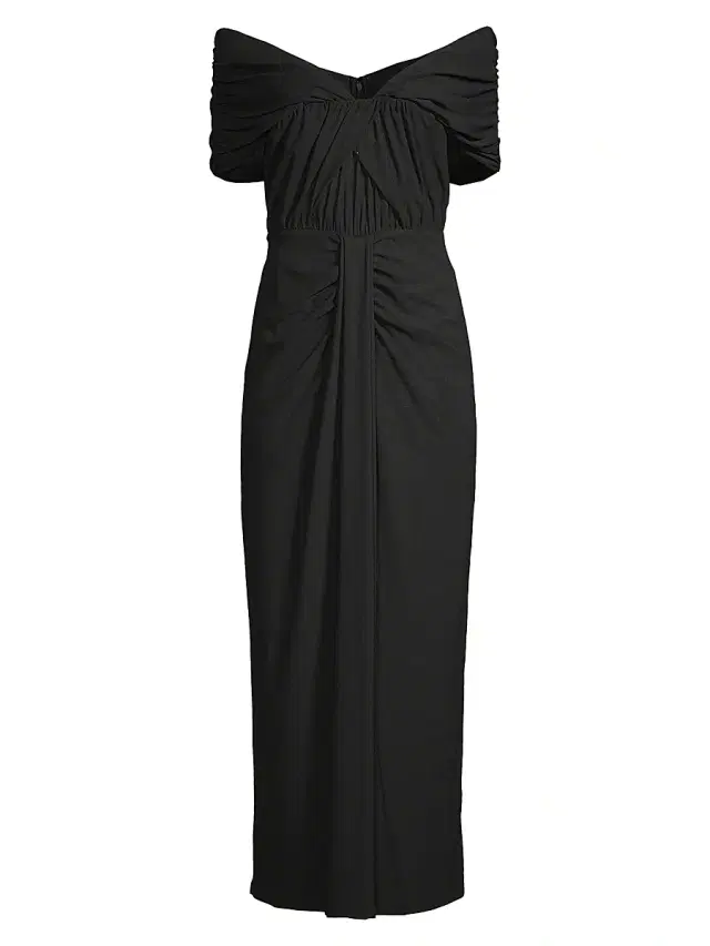 Women's Off-The-Shoulder Draped Gown - Black