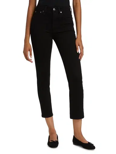 rag & bone Women's Wren High-Rise Crop Jeans - Black | Thumbnail 3
